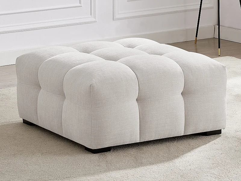 Pouf en tissu chiné beige DILOME de Pascal Morabito