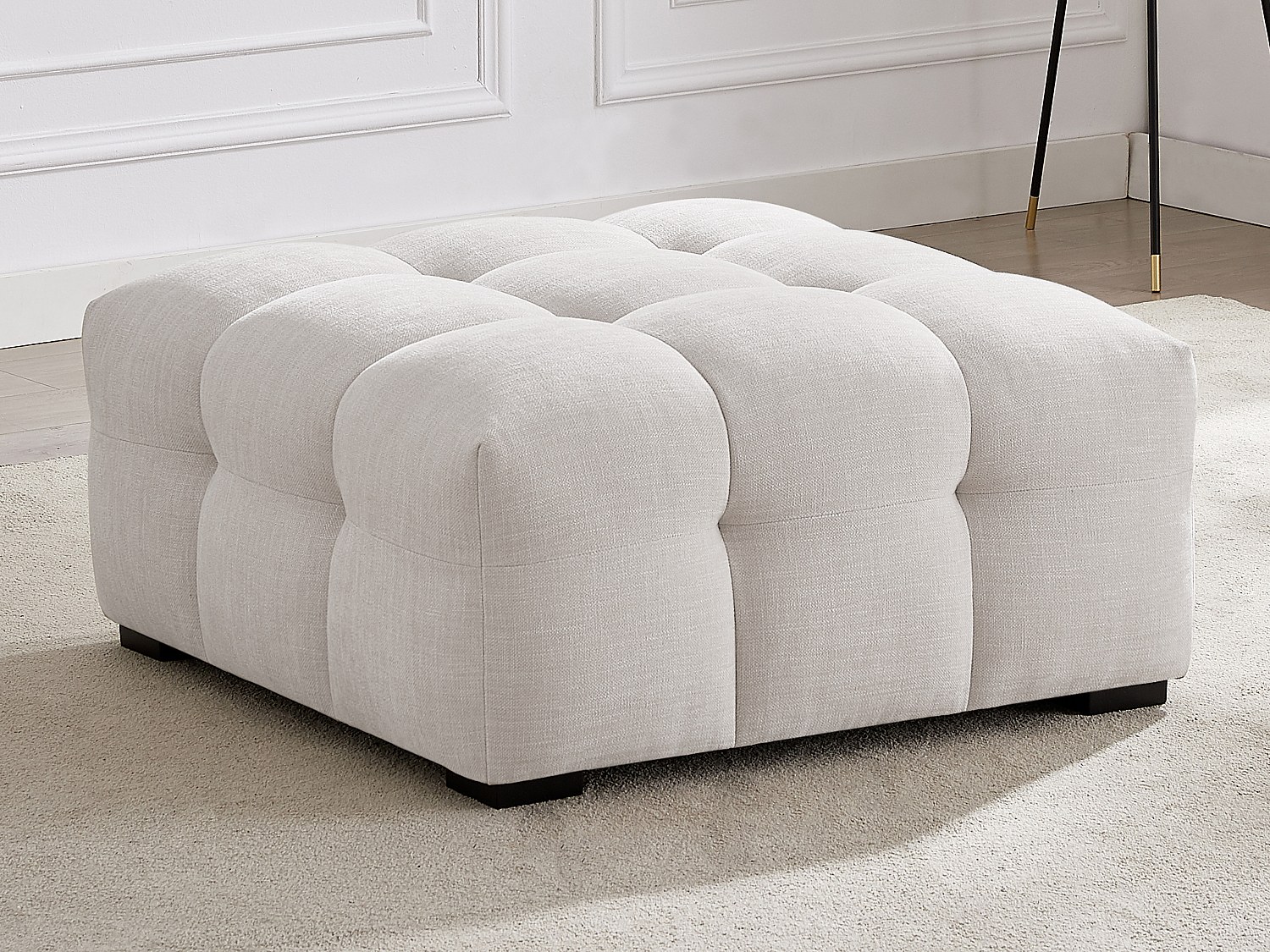 Puff i beige melert stoff DILOME