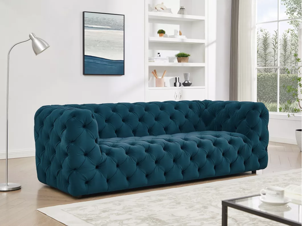 Kauf Unique Sofa 3-Sitzer - Samt - Blau - LUARCA von Pascal Morabito