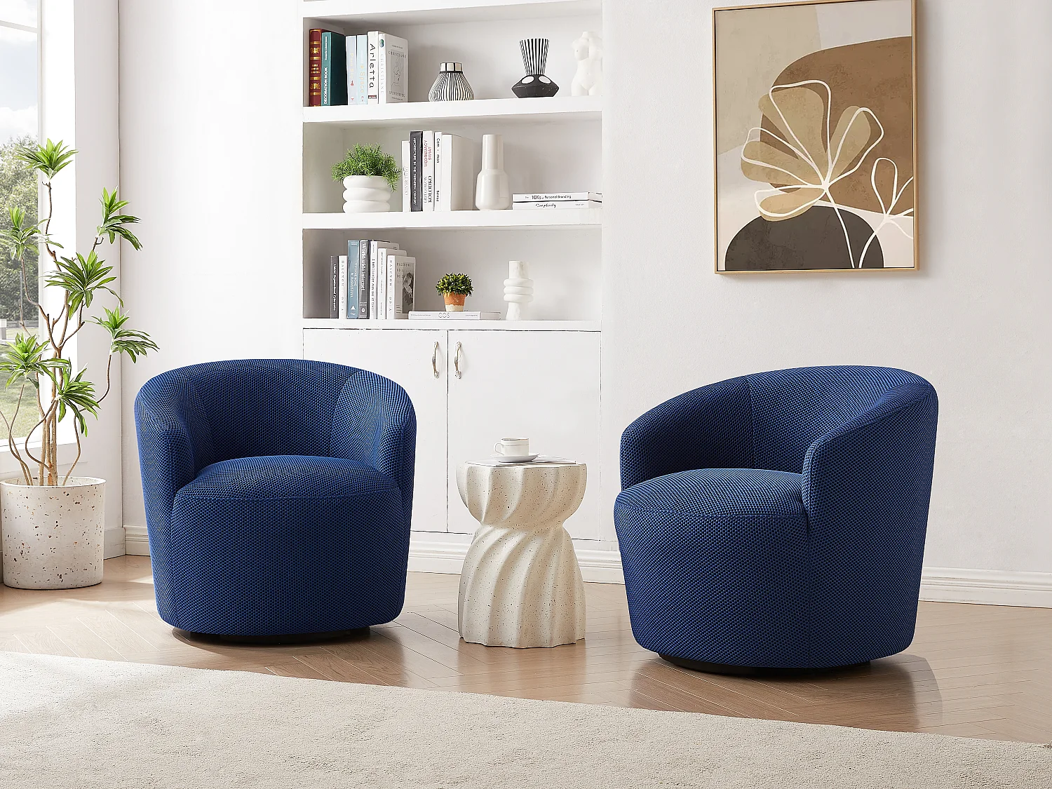 Fauteuil pivotant en tissu 3D bleu nuit ACERETO