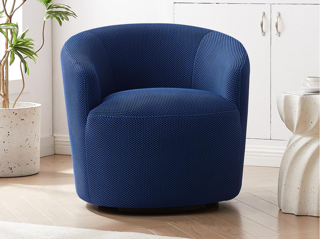 Draaifauteuil van nachtblauwe 3D-stof ACERETO
