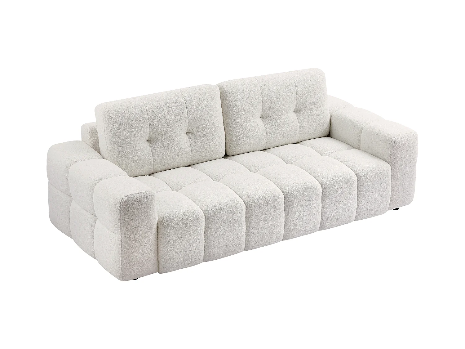 Driezitsbank van witte boucléstof SOPELANA