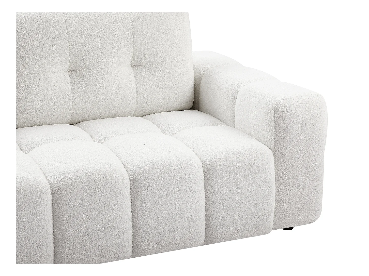 Driezitsbank van witte boucléstof SOPELANA