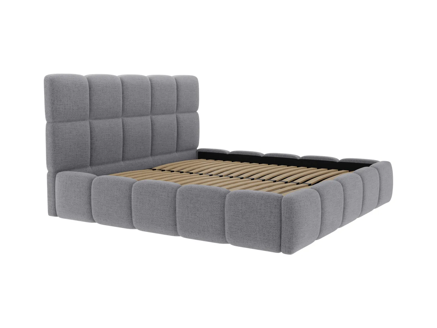 Bett mit Bettkasten - 160 x 200 cm - Strukturstoff - Grau - DAMADO von Pascal Morabito