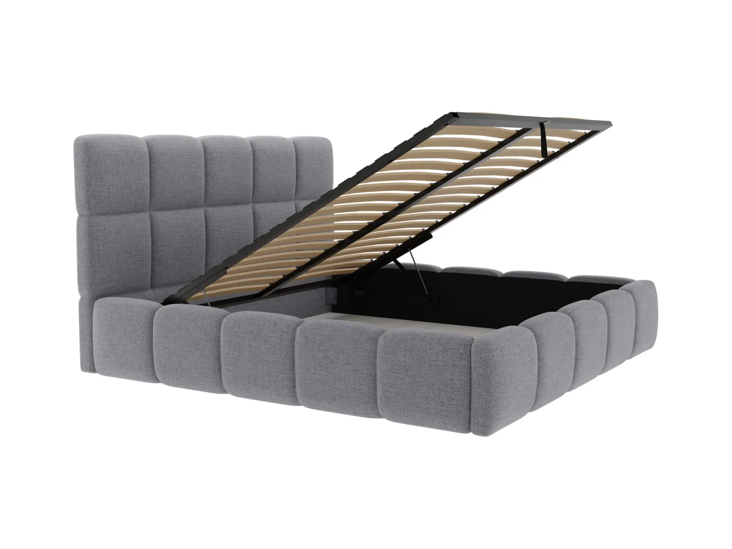 Bett mit Bettkasten - 160 x 200 cm - Strukturstoff - Grau - DAMADO von Pascal Morabito