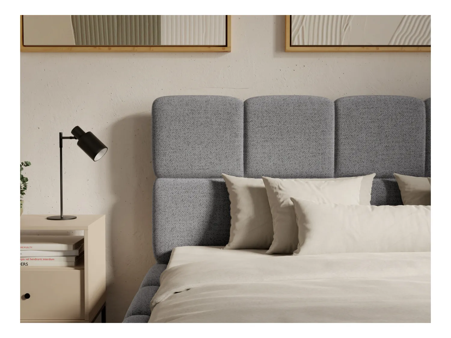 Bett mit Bettkasten - 160 x 200 cm - Strukturstoff - Grau - DAMADO von Pascal Morabito