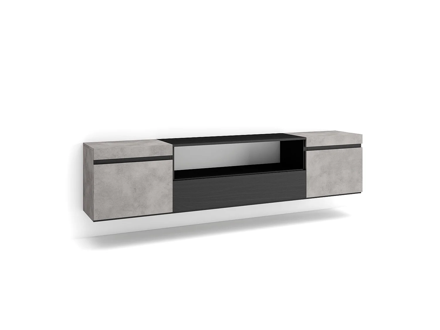 Mueble TV, Televisión, 200x35x45cm, Para TV hasta 80", Colgado, Suspendido, Cemento