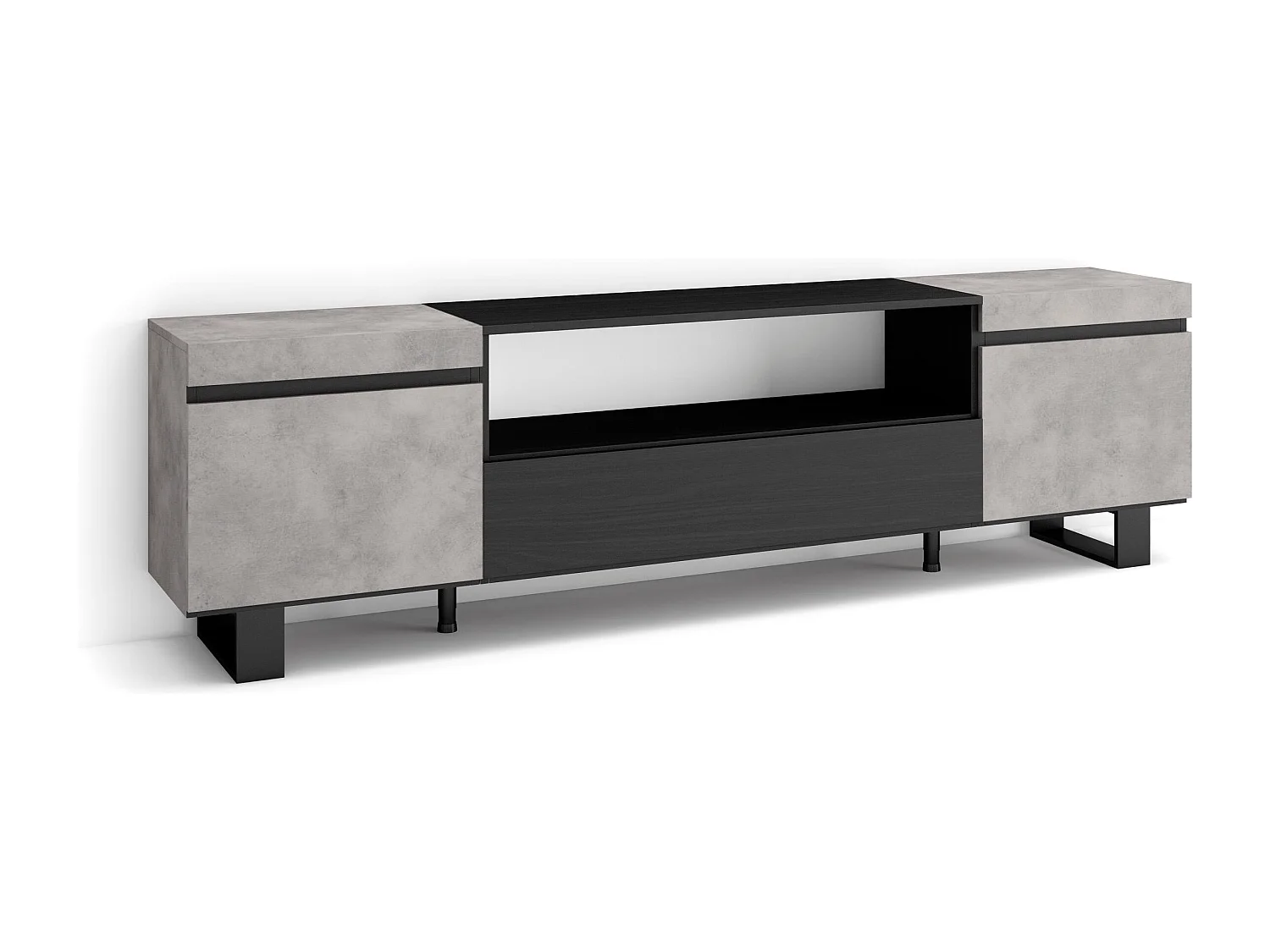 TV-Meubel, Lowboard, 200x35x57cm, Voor tv's tot 80", Industrieel design, Cement