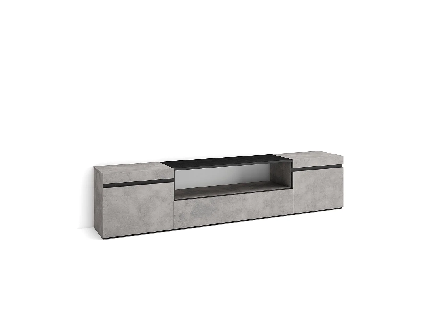 Meuble TV, Banc Télé, 200x35x45cm, Pour les TV jusqu'à 80", Meubles de salon, Ciment