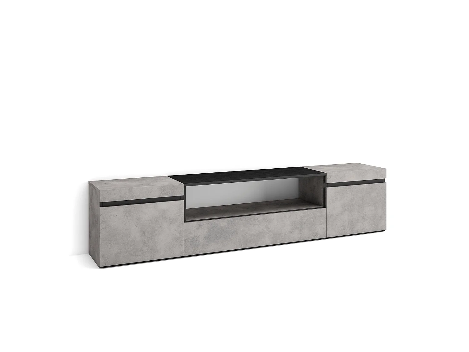 Meuble TV, Banc Télé, 200x35x45cm, Pour les TV jusqu'à 80", Meubles de salon, Ciment