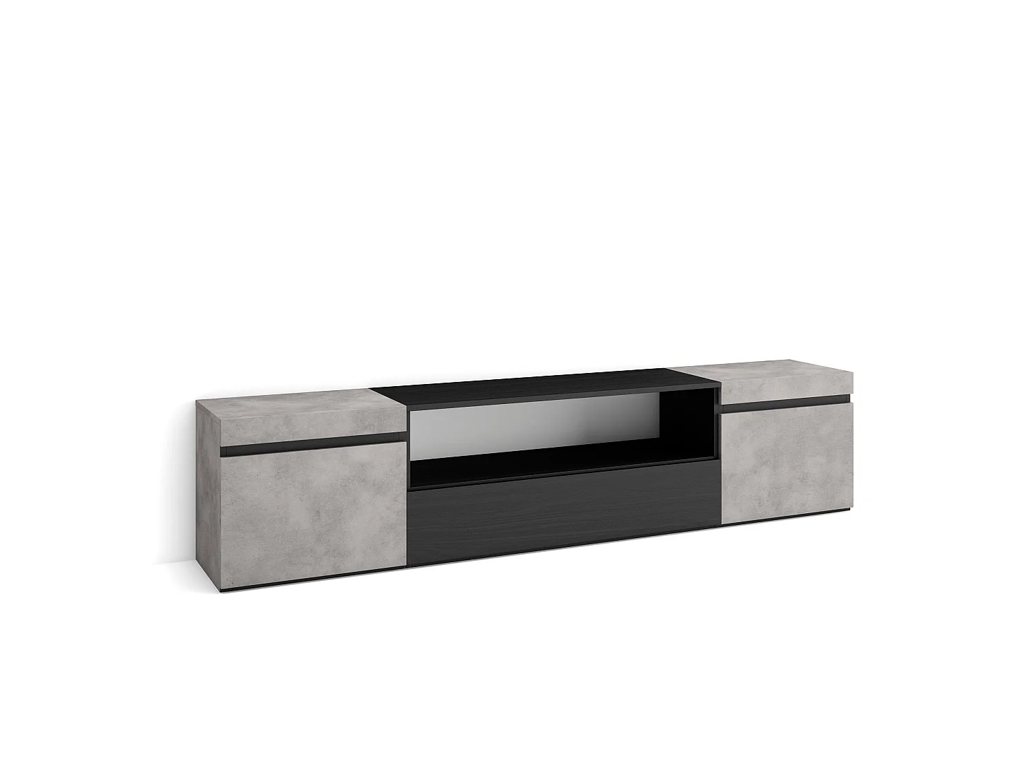 TV-Meubel, Lowboard, 200x35x45cm, Voor tv's tot 80", TV-Tafel, Cement