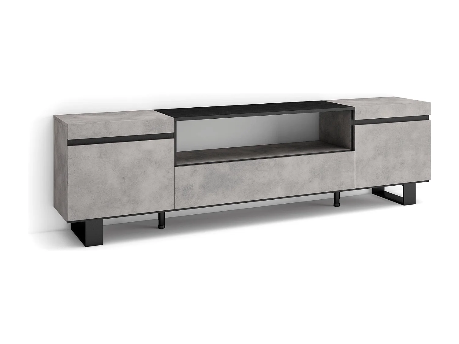 TV-Meubel, Lowboard, 200x35x57cm, Voor tv's tot 80", Industrieel design, Cement