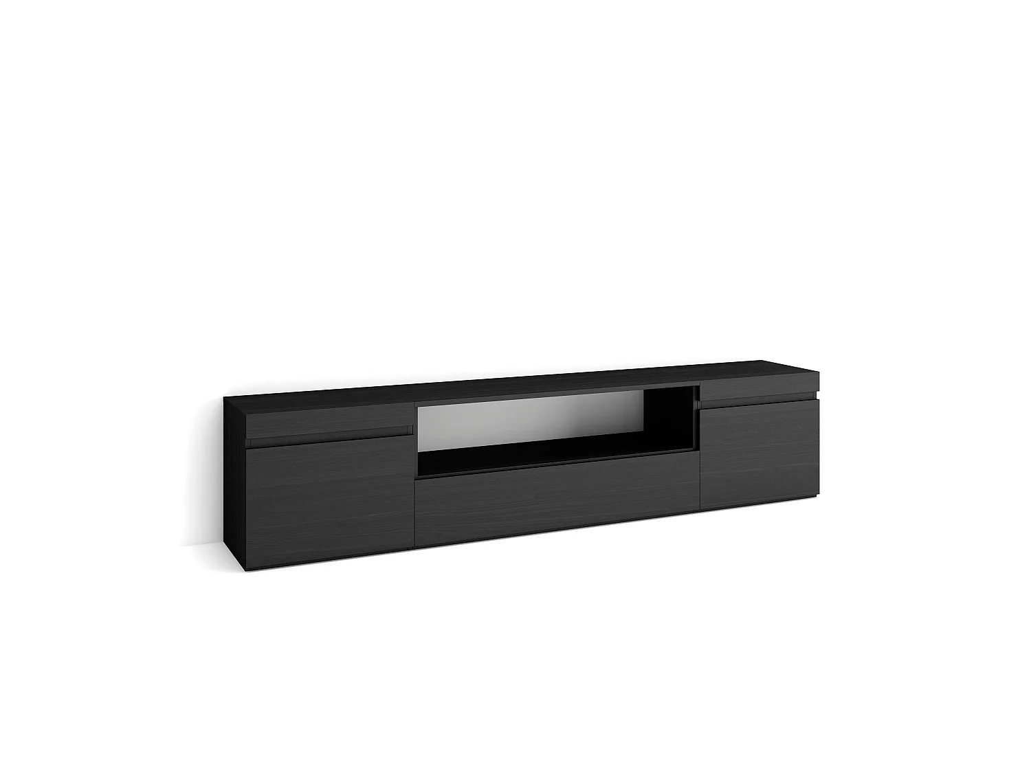 Meuble TV, Banc Télé, 200x35x45cm, Pour les TV jusqu'à 80", Meubles de salon, Noir