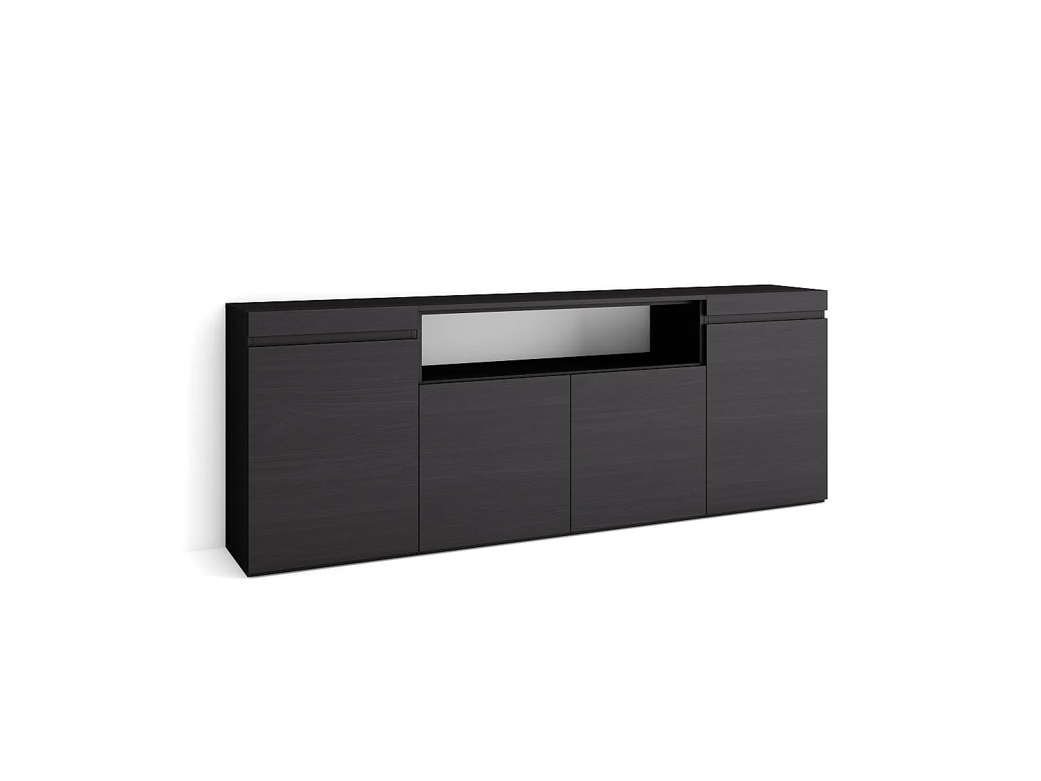 Buffet salon et cuisine, 200x75x35cm, 4 Portes, Meuble chaussure, Noir