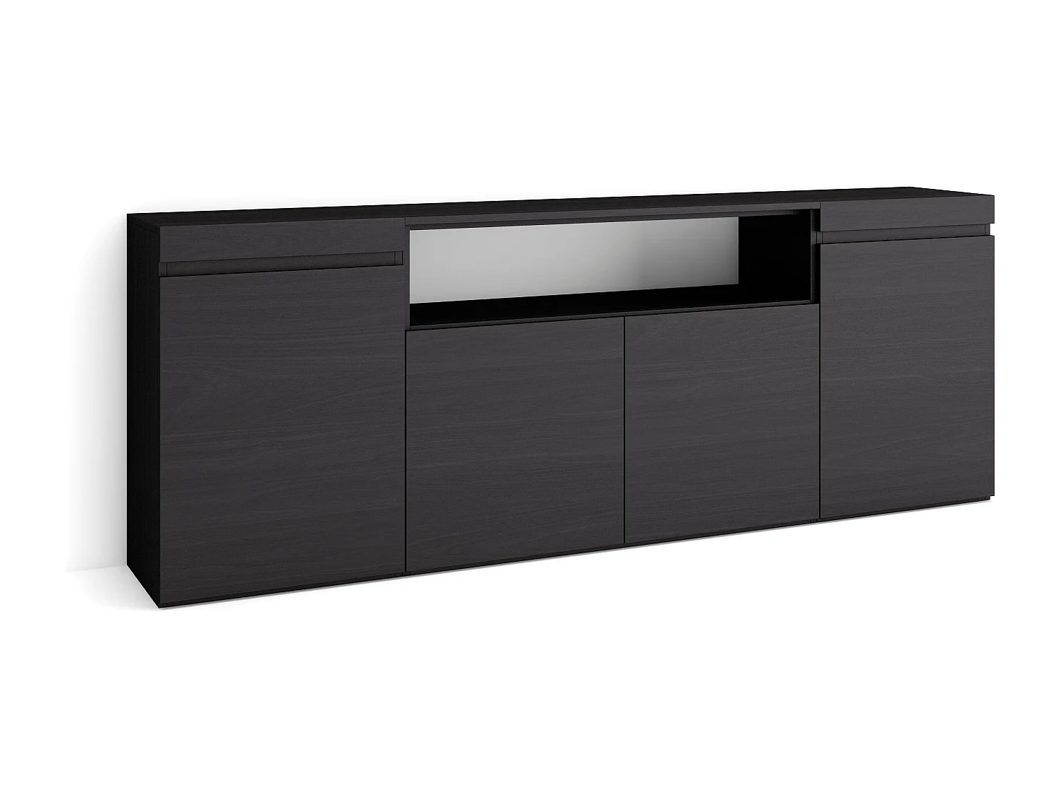 Buffet salon et cuisine, 200x75x35cm, 4 Portes, Meuble chaussure, Noir