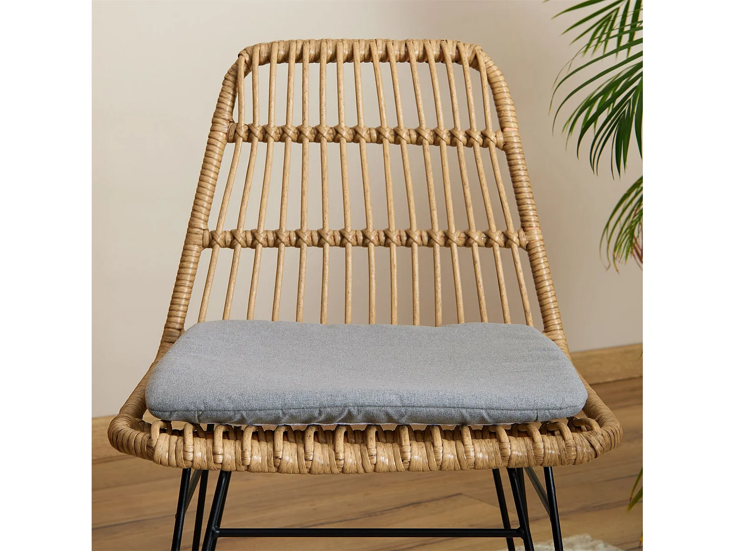 Lot de 4 coussins d'extérieur 43 x 43 cm avec assise antidérapante CHIARA, galettes de chaise de jardin, en tissu gris