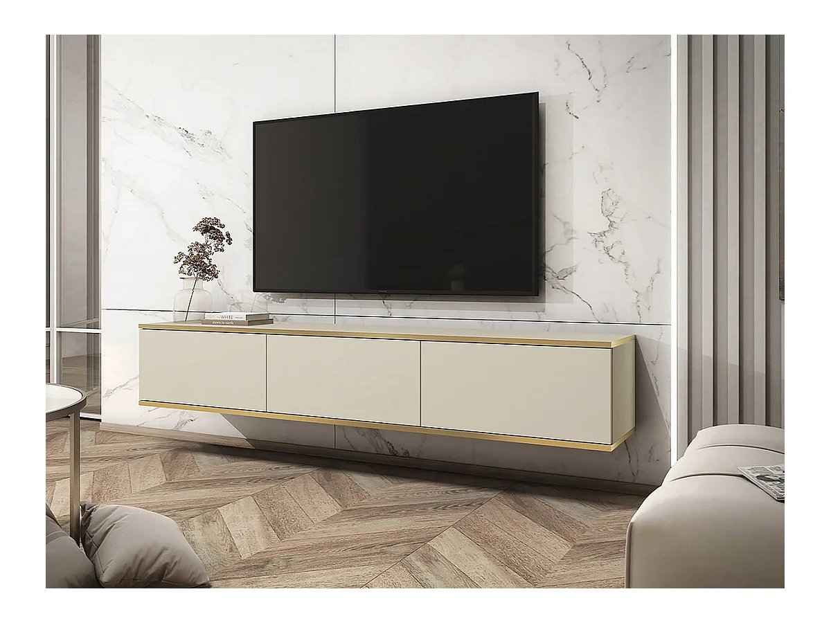 Meuble TV suspendu 175 x 30 x 32 cm "Jose" - Beige