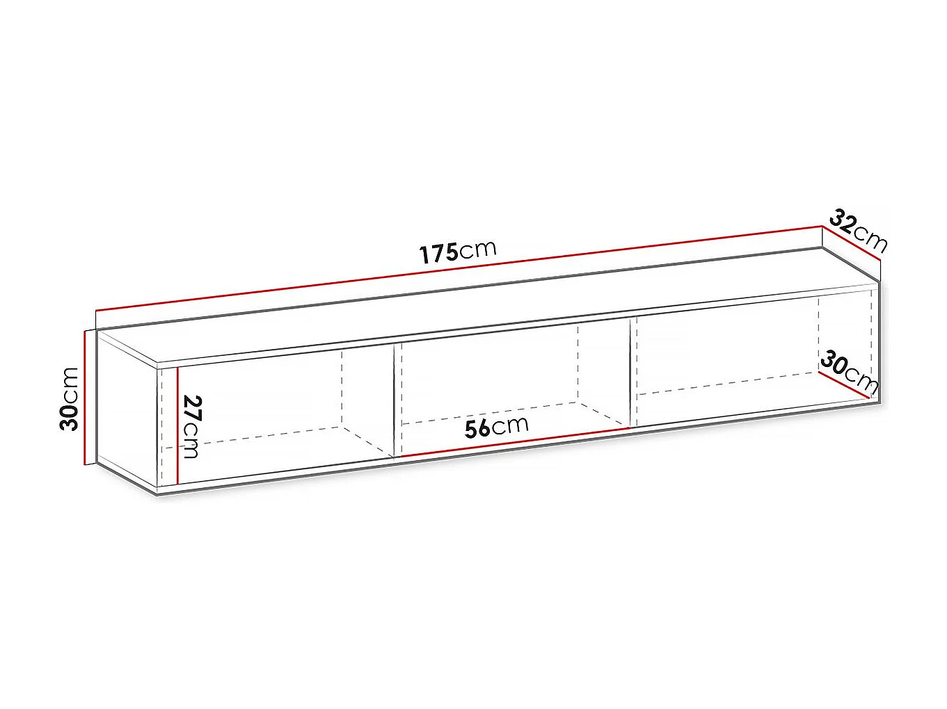 Meuble TV suspendu 175 x 30 x 32 cm "Jose" - Blanc
