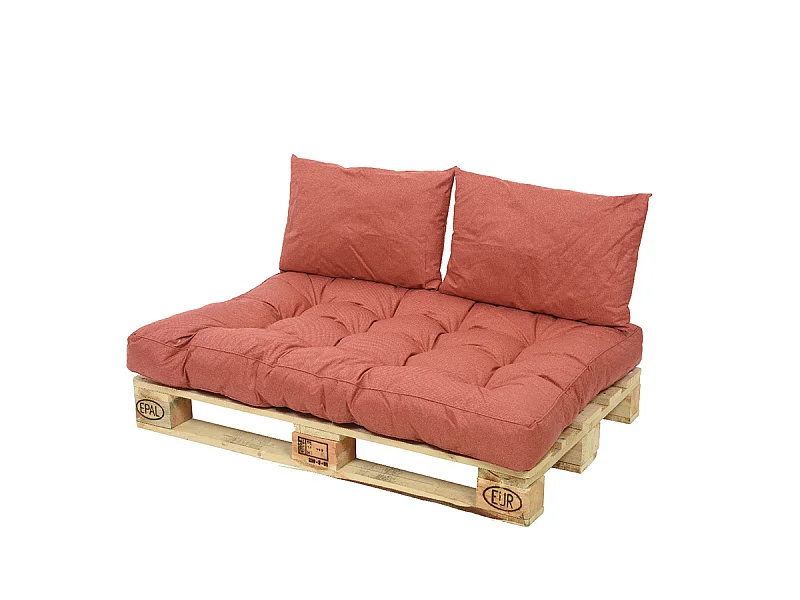 Ensemble coussin d'extérieur palette rouille - Jardideco