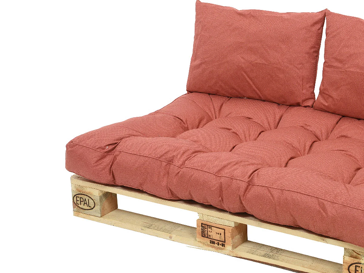 Ensemble coussin d'extérieur palette rouille - Jardideco