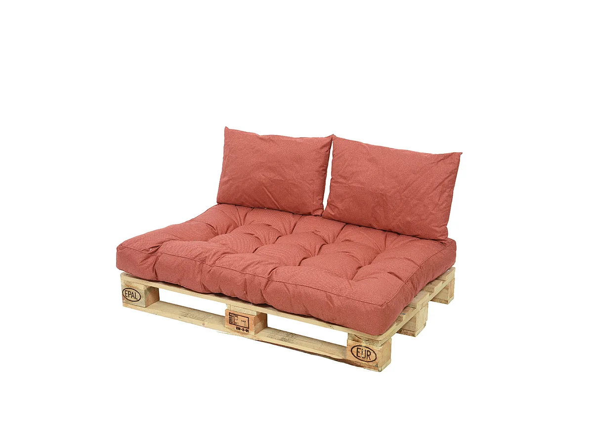 Ensemble coussin d'extérieur palette rouille - Jardideco