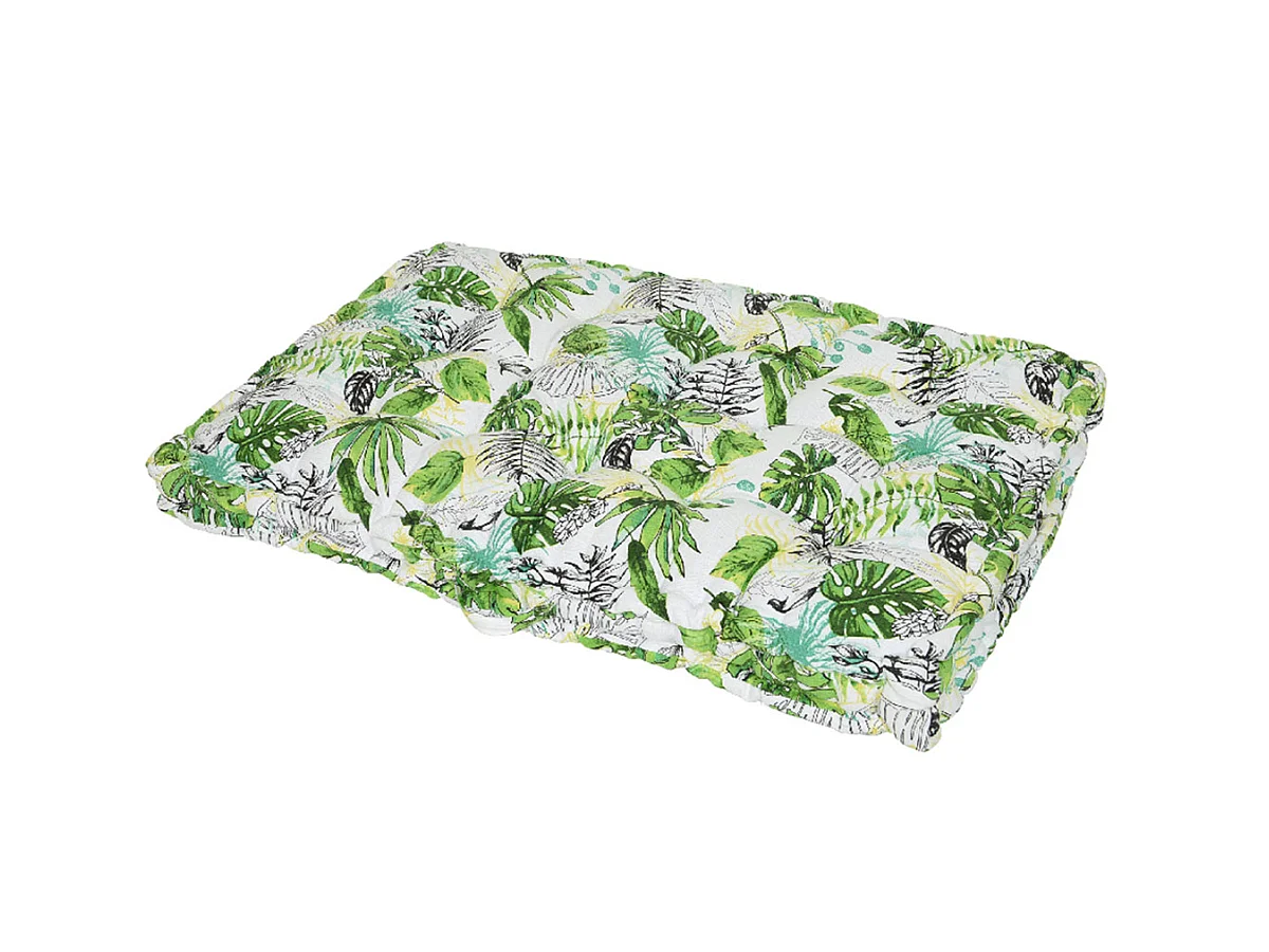 Coussin palette de jardin déco feuilles clair 120 x 80 x 8 cm - Jardideco