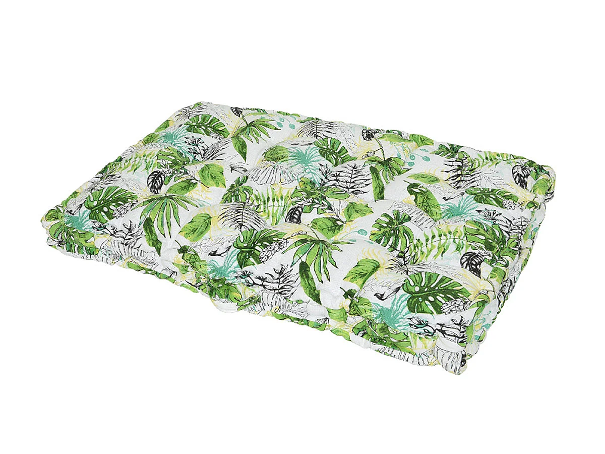 Coussin palette de jardin déco feuilles clair 120 x 80 x 8 cm - Jardideco