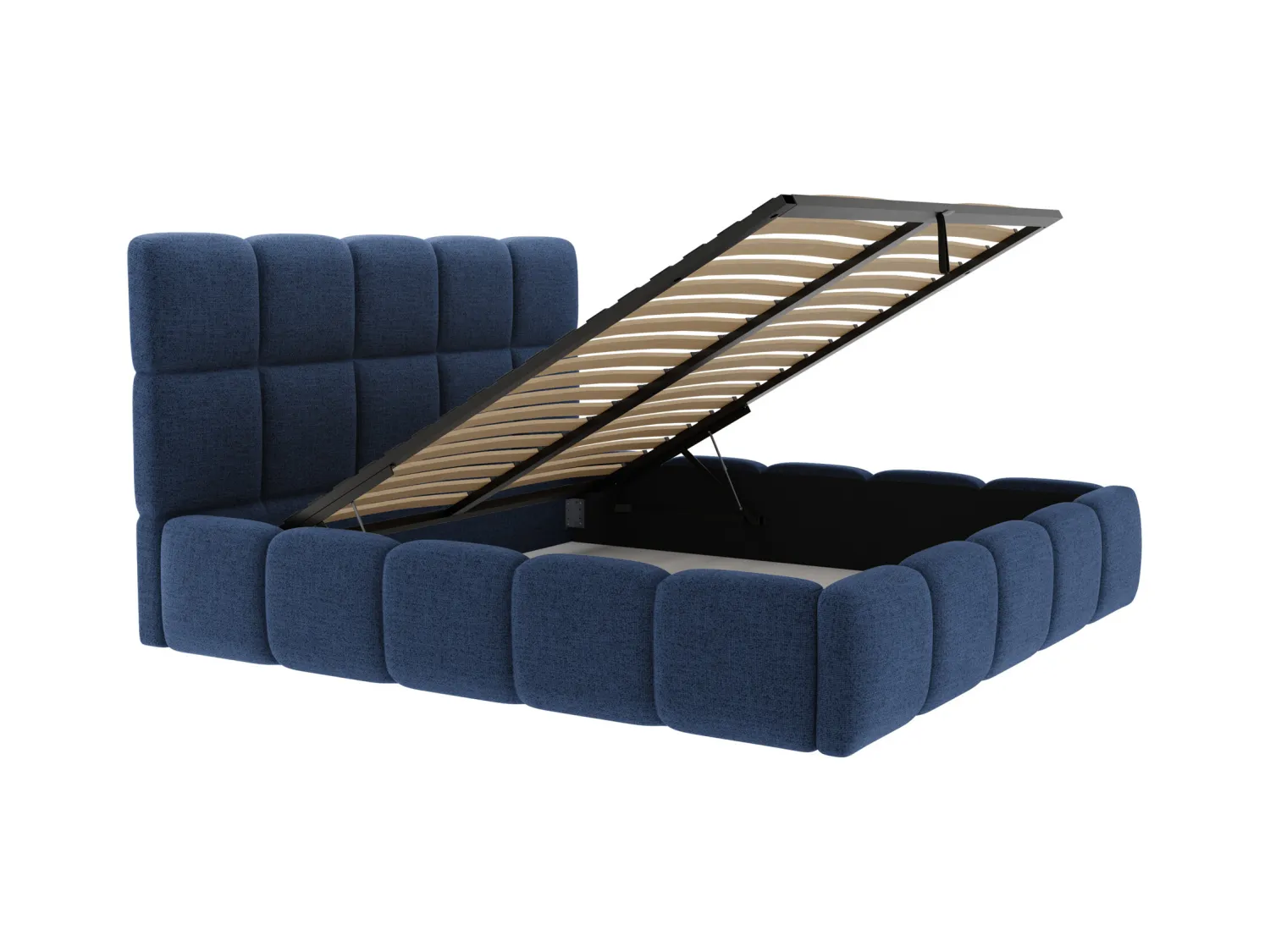 Oppbevaringsseng 180 x 200 cm - Teksturert stoff - Nattblå - DAMADO av Pascal Morabito