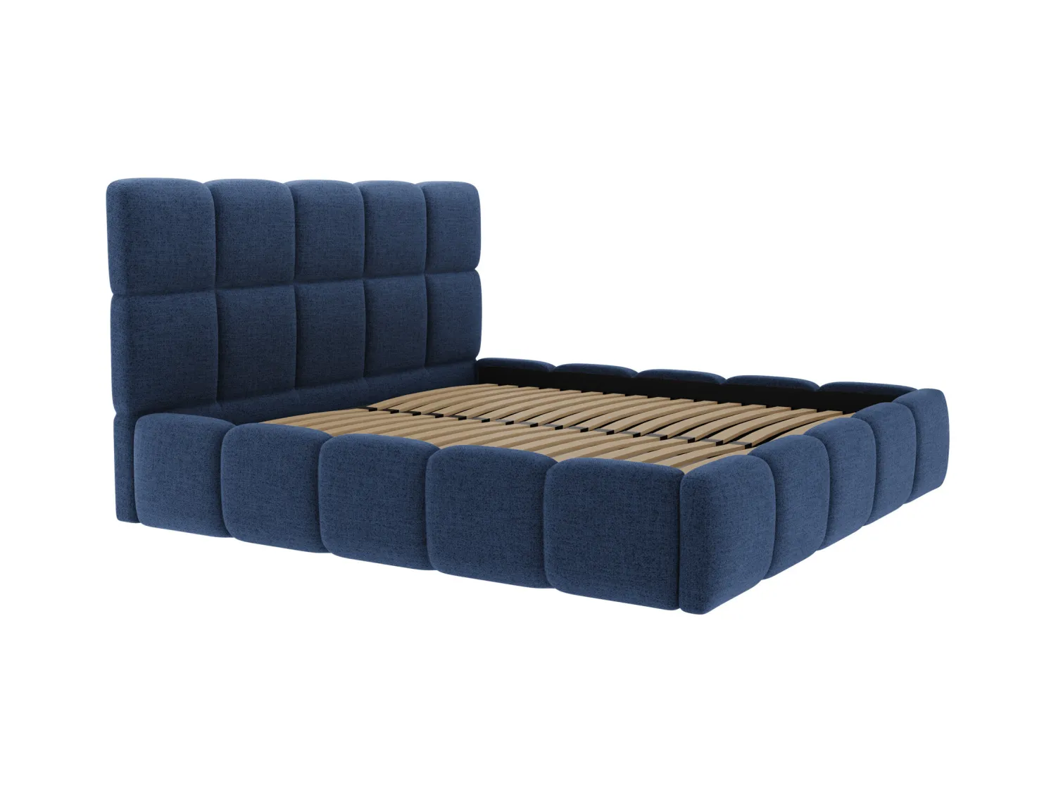 Sengeskab seng 140 x 190 cm - Tekstureret stof - Natblå - DAMADO af Pascal Morabito