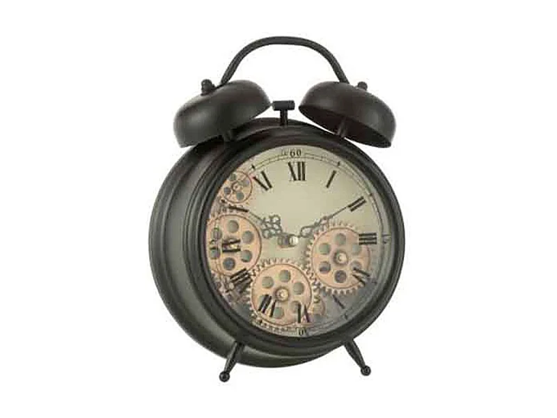 Réveil à Poser Vintage "Mécanisme" 26cm Noir