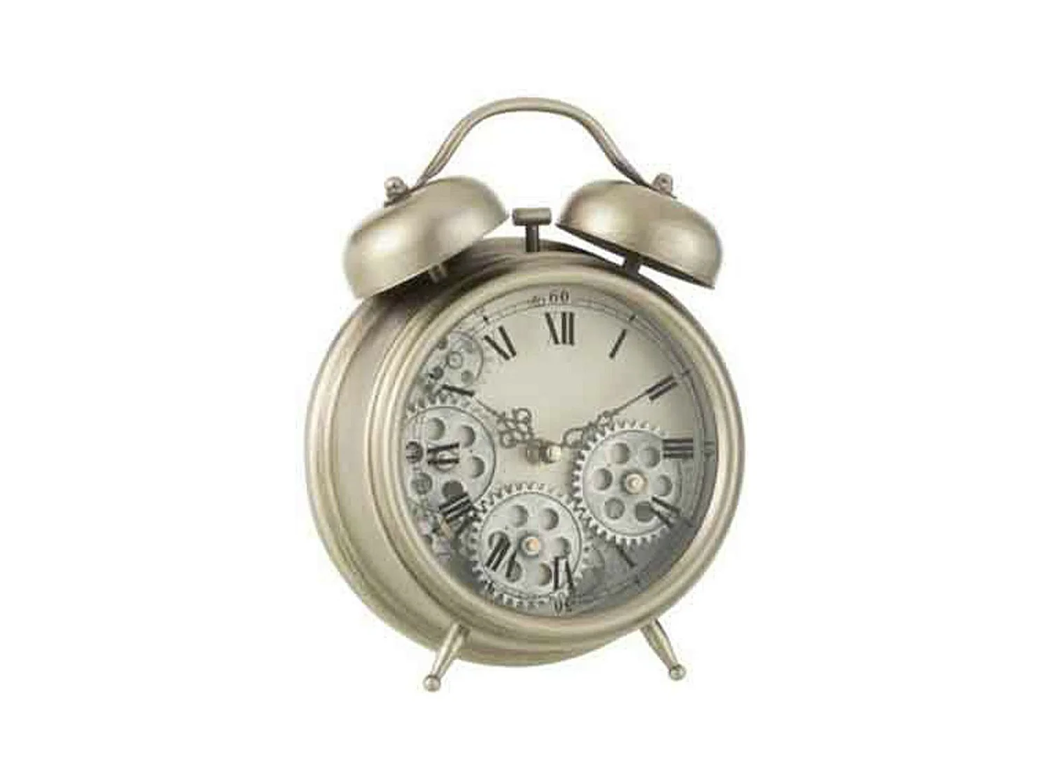 Réveil à Poser Vintage "Mécanisme" 26cm Argent