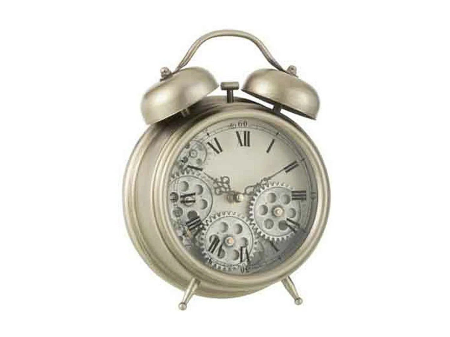 Réveil à Poser Vintage "Mécanisme" 26cm Argent