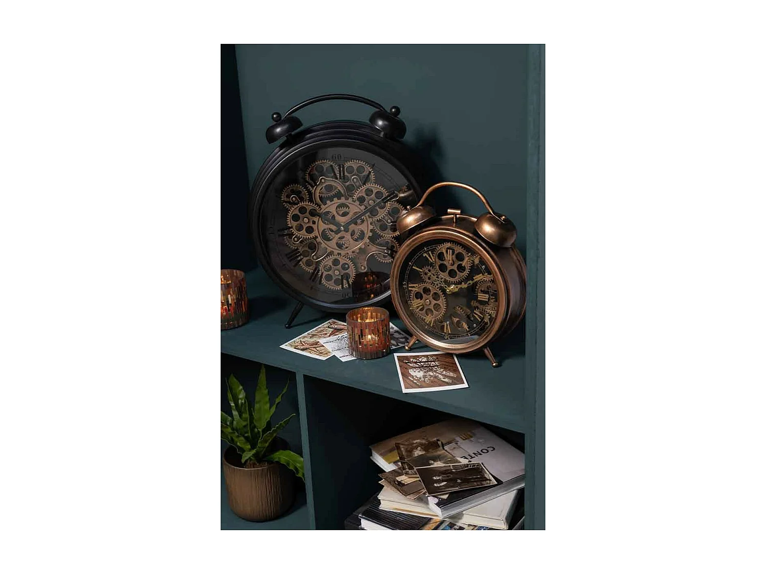 Réveil à Poser Vintage "Mécanisme" 47cm Noir