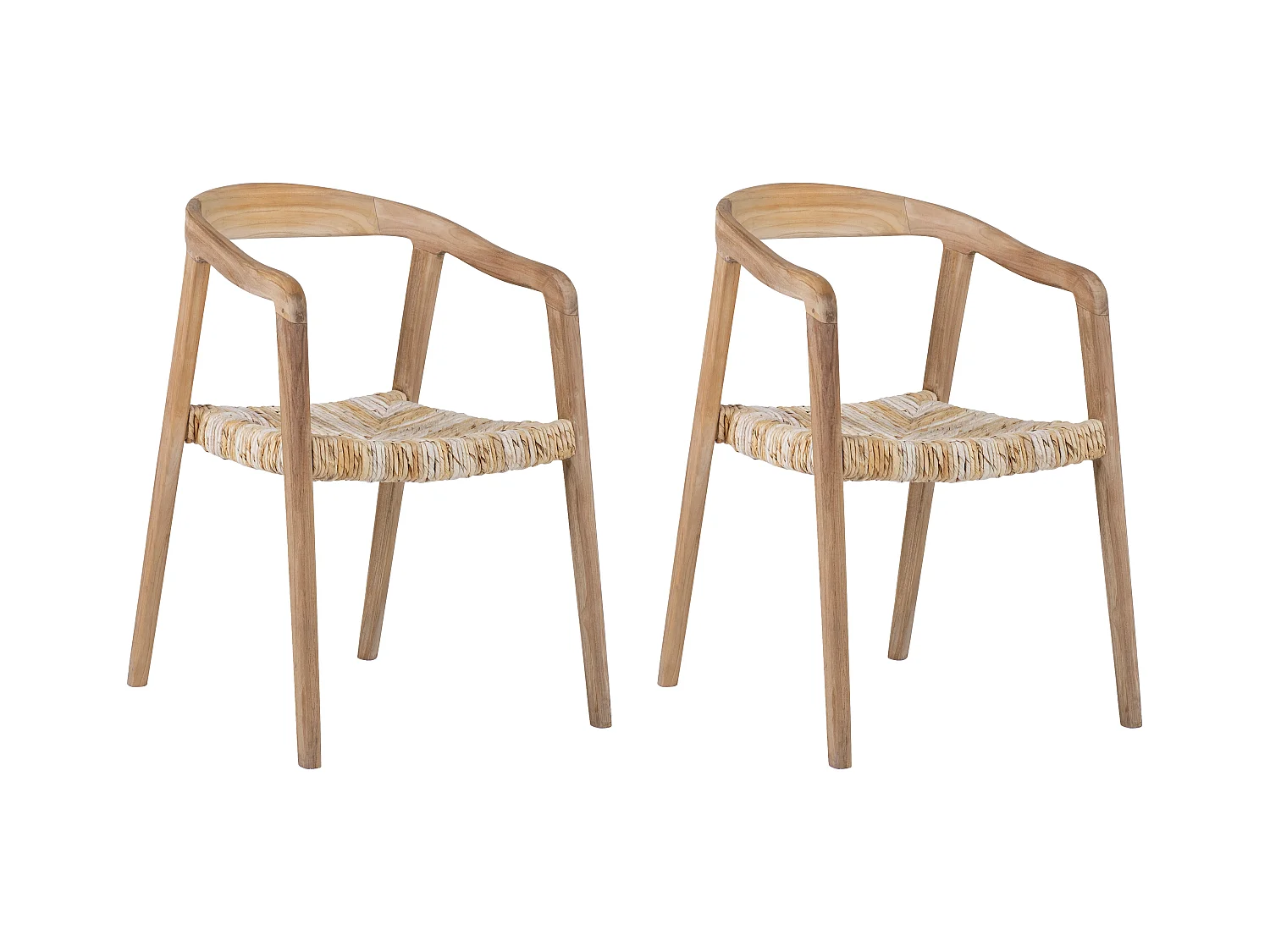 Lote de 2 sillas con reposabrazos de teca - Natural claro - JUNARIA