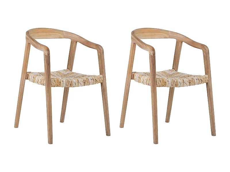 Lot de 2 chaises avec accoudoirs en teck - Naturel clair - JUNARIA