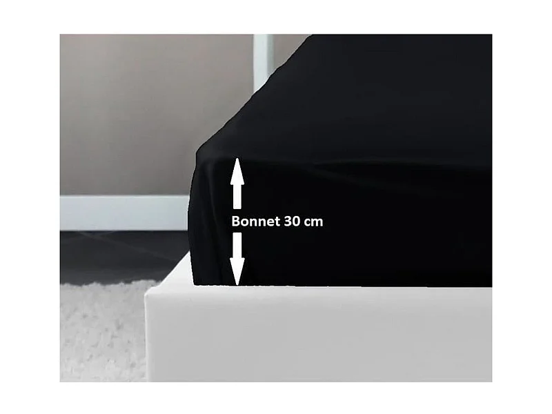 Spannbettlaken 100% Baumwolle Schwarz 160x200x30 cm - OEKO-TEX Zertifiziert
