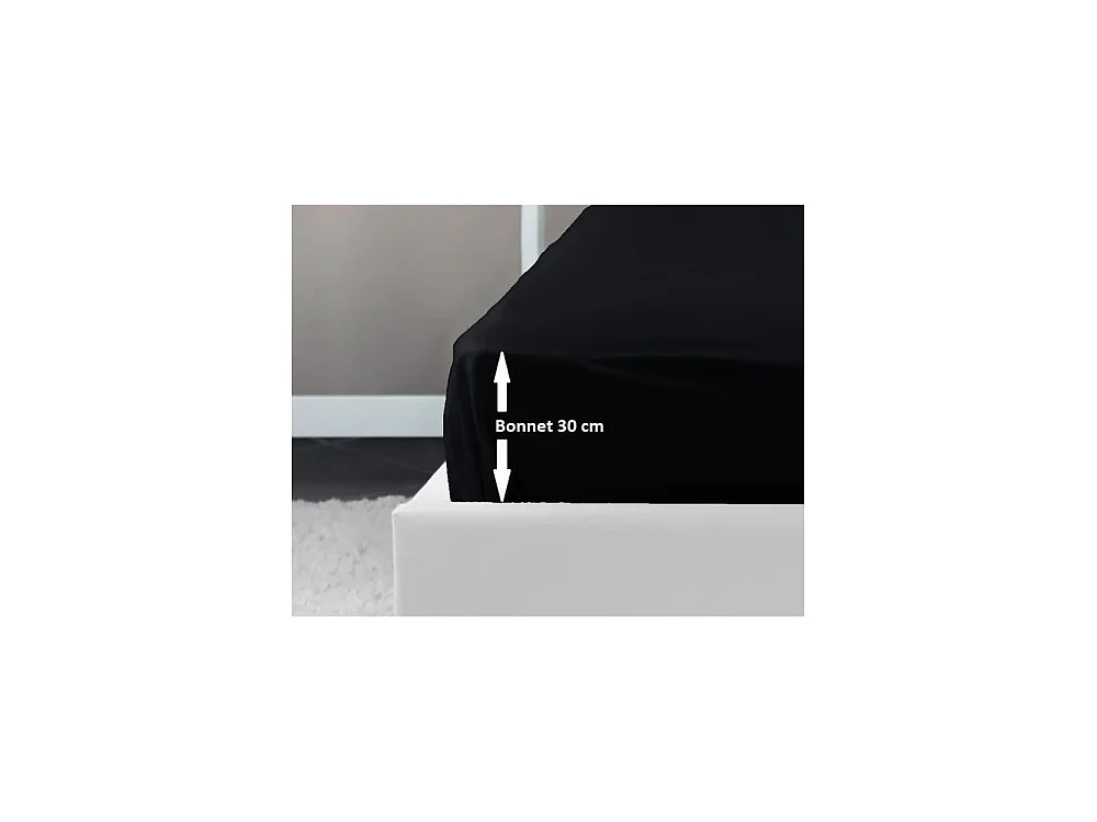 Lenzuolo con Angoli 100% Cotone Nero 160x200x30 cm - Certificato OEKO-TEX