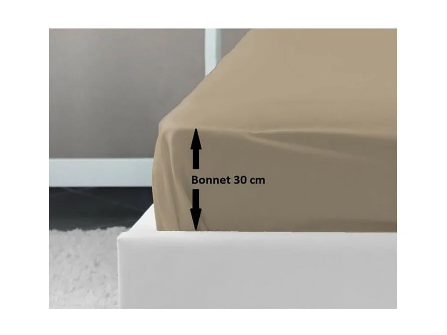 Spannbettlaken 100% Baumwolle 160x200x30 cm Beige - Doppelbett