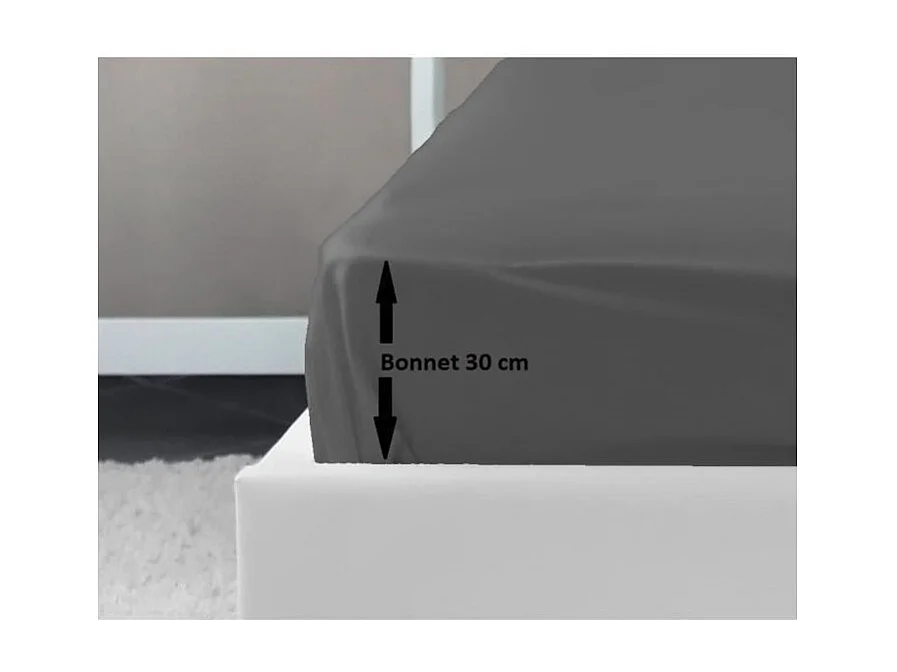 Sábana bajera 100% algodón 160 x 200 x 30 cm gris oscuro