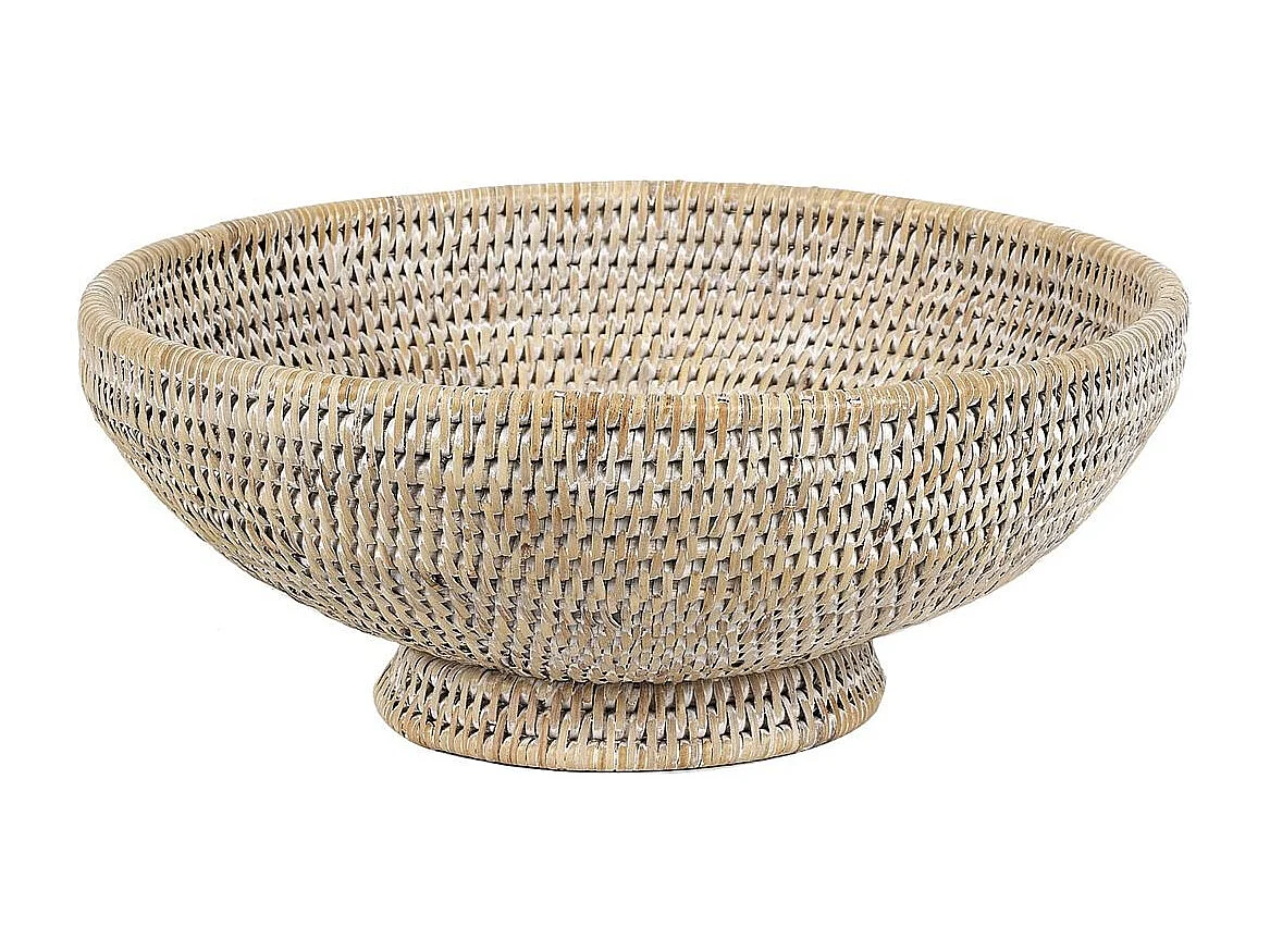 Corbeille sur pied en rotin blanc