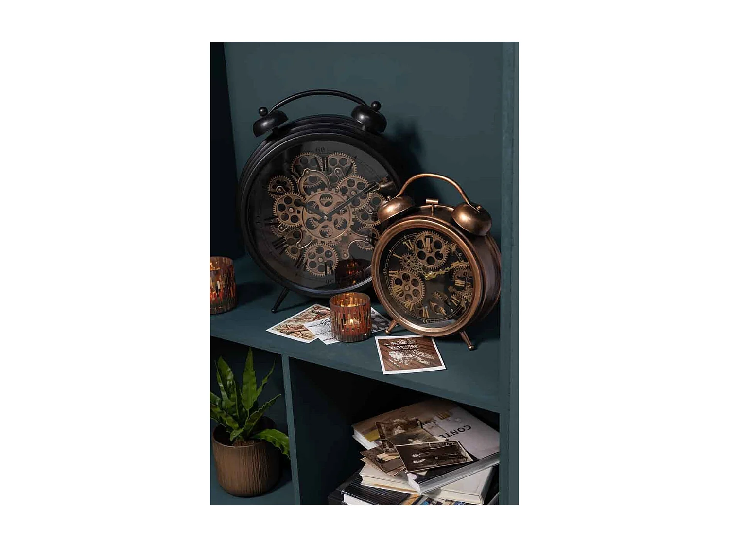 Réveil à Poser Vintage "Mécanisme" 33cm Cuivre