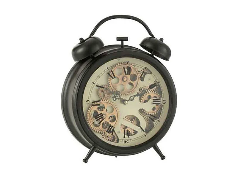 Réveil à Poser Vintage "Mécanisme" 33cm Noir