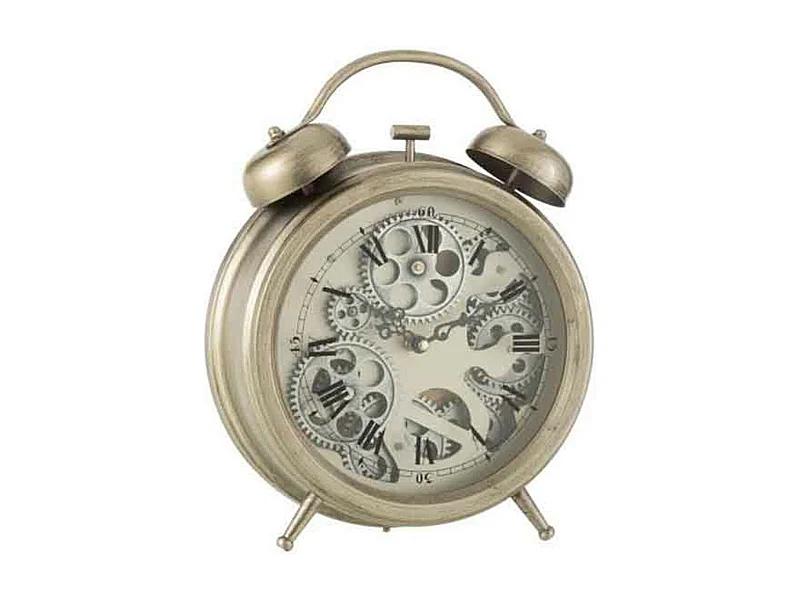 Réveil à Poser Vintage "Mécanisme" 33cm Argent