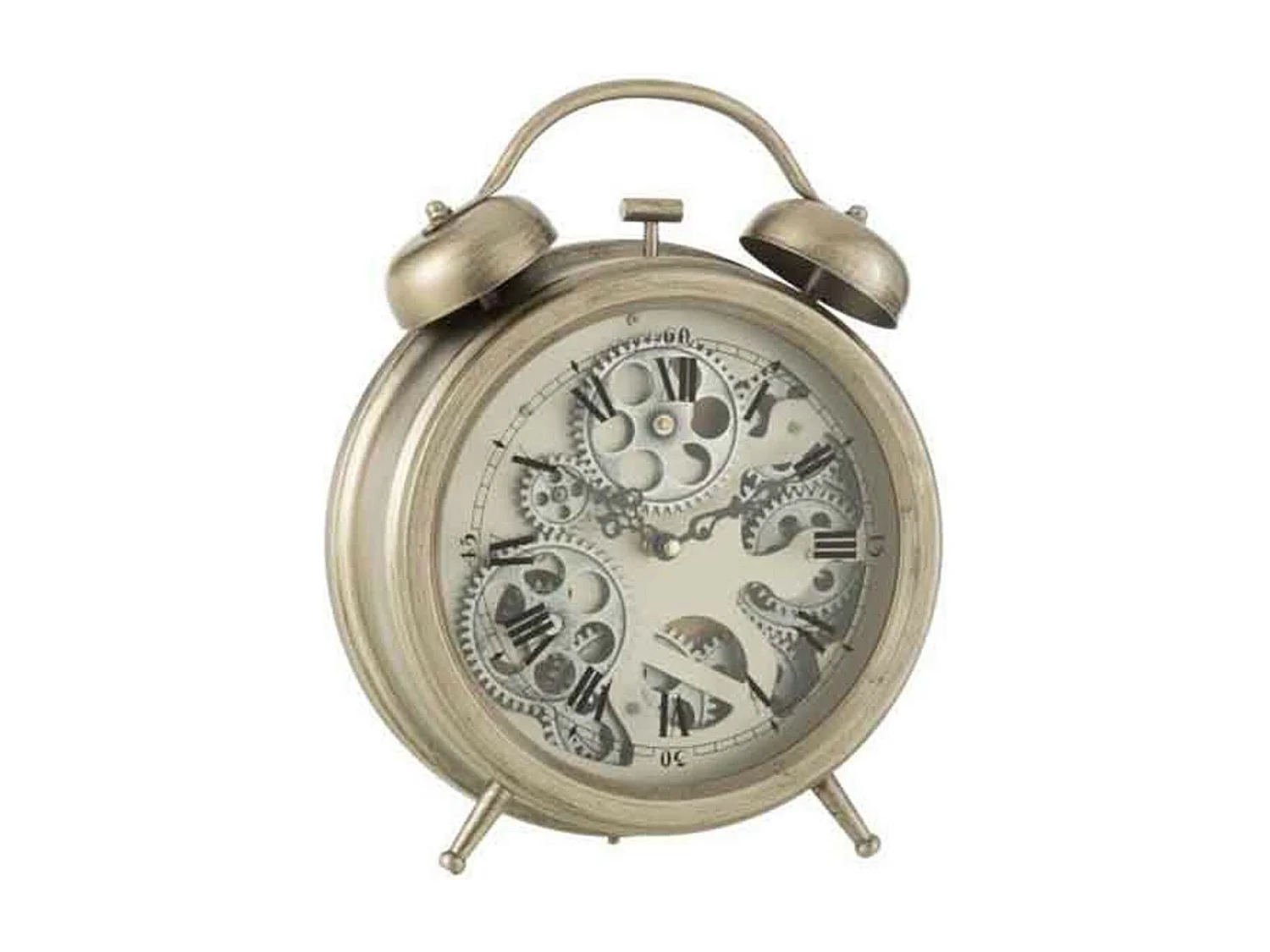 Réveil à Poser Vintage "Mécanisme" 33cm Argent