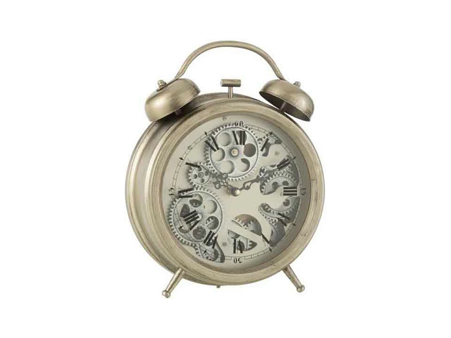 Réveil à Poser Vintage "Mécanisme" 33cm Argent