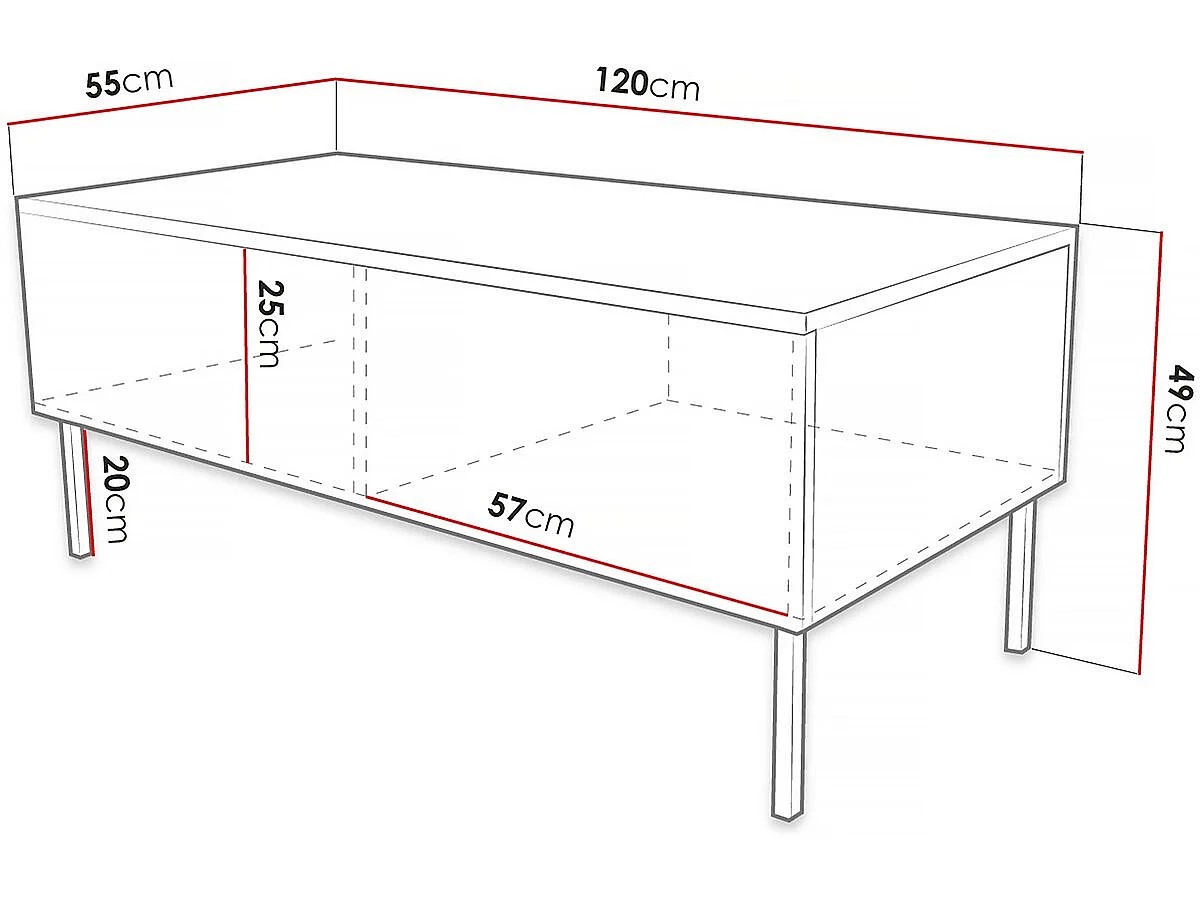 Table basse "Exito" - 120 x 55 x 49 cm - Noire
