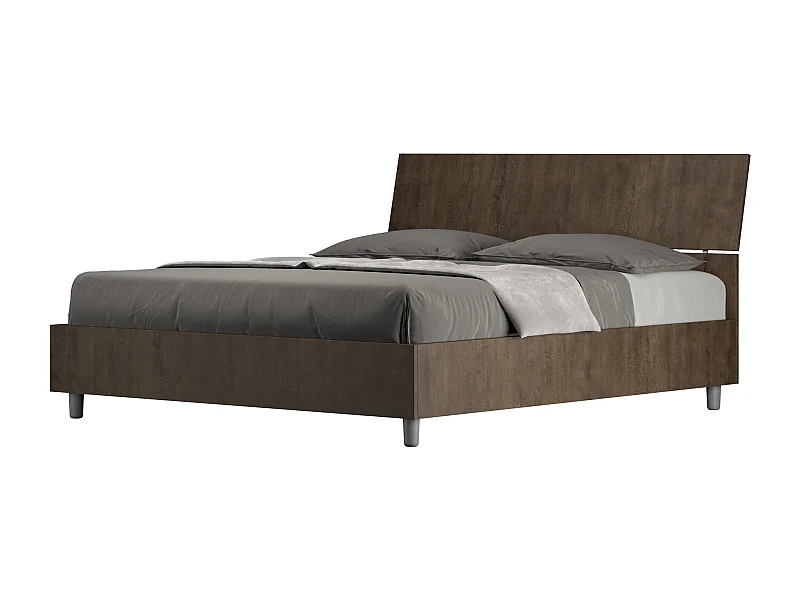 Cama de casal queen size con estrado 160x190 cabeceira inclinada nogueira Demas