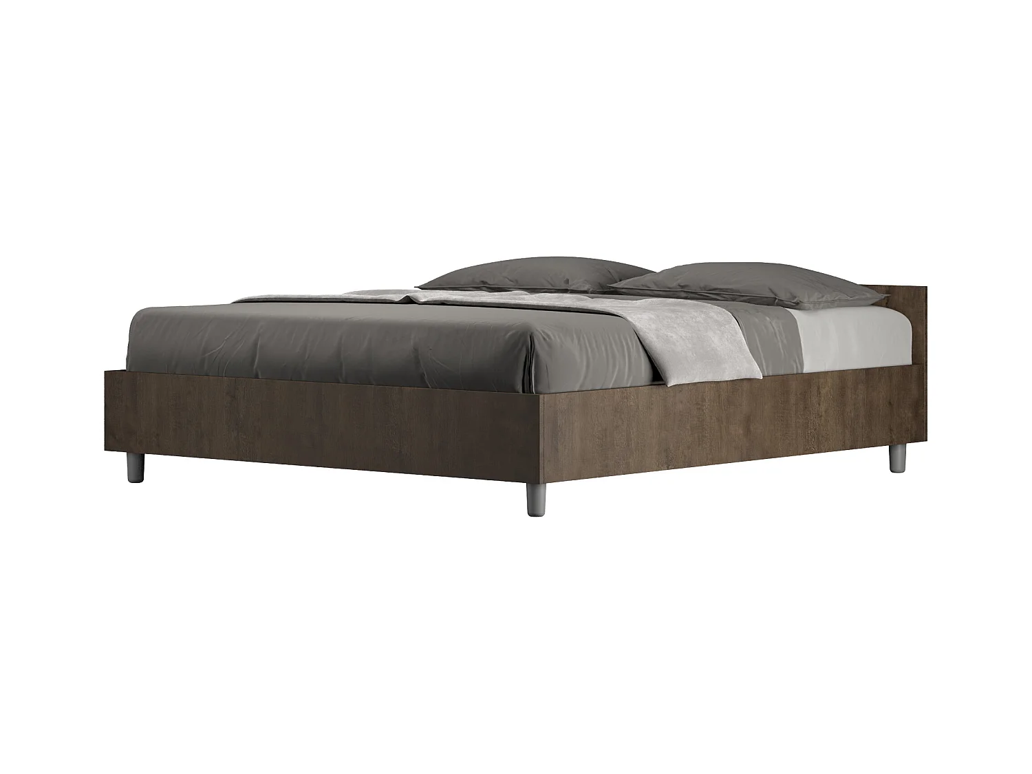 Lit avec sommier 160x190 noyer Nuamo