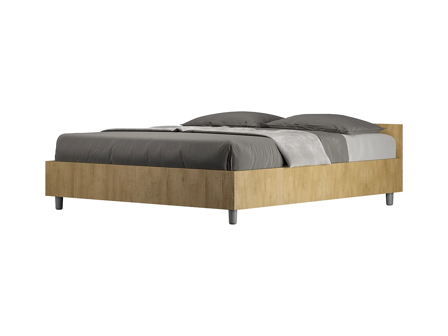 Lit avec sommier 160x190 chêne nature Nuamo