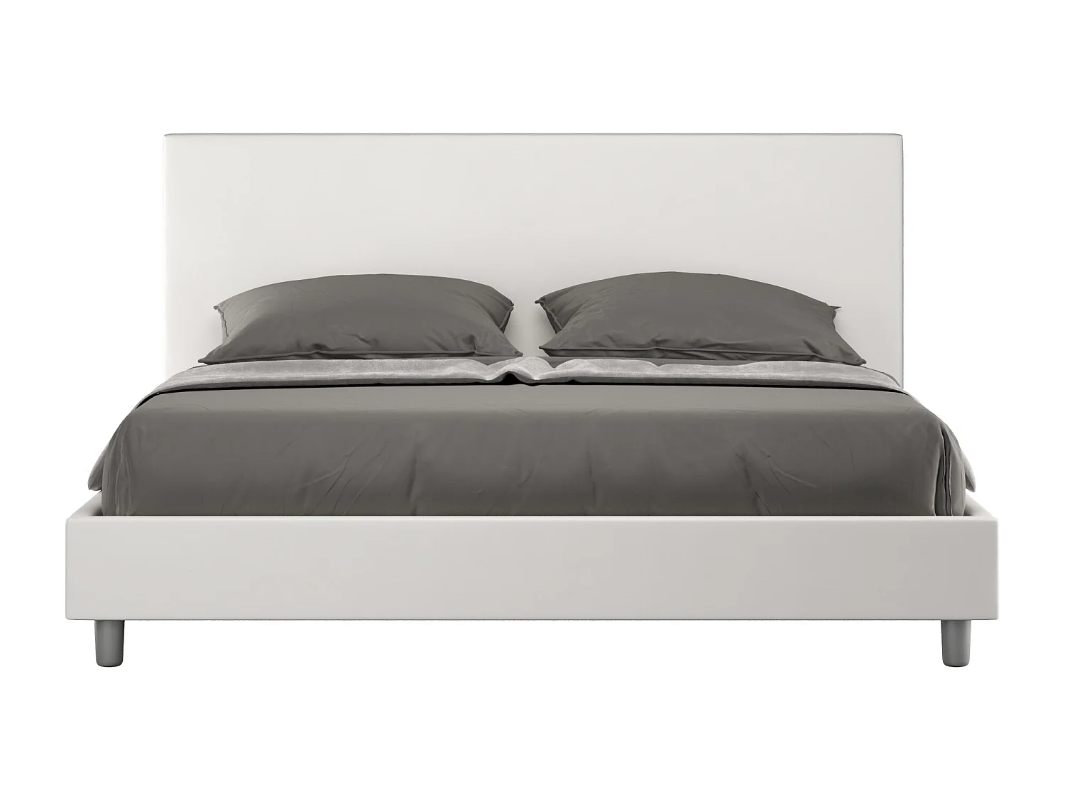 Gestoffeerd Bed 160x190 met lattenbodem kunstleer wit Naspy